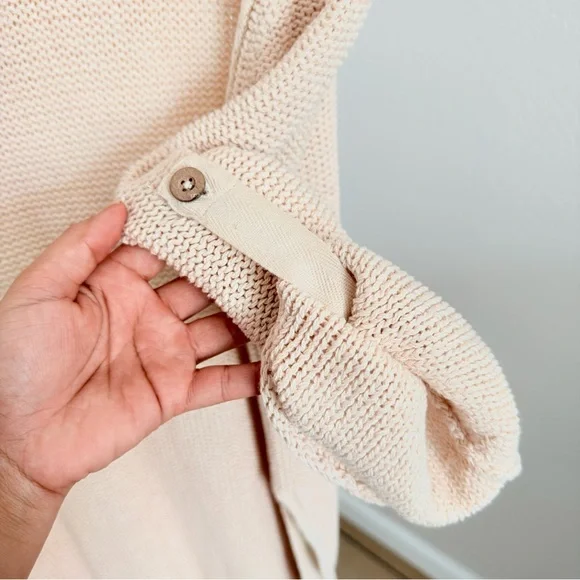 Free People We The Free Firefly Oversized Knit Tunic Sweater Ivory Size XS - Picture 5 of 10